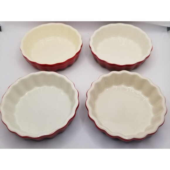 ROCQ Parisian Patisserie 5" Tart Flan Quiche Baking Ramekin Dish Red Ombre 4 ct - Picture 9 of 10
